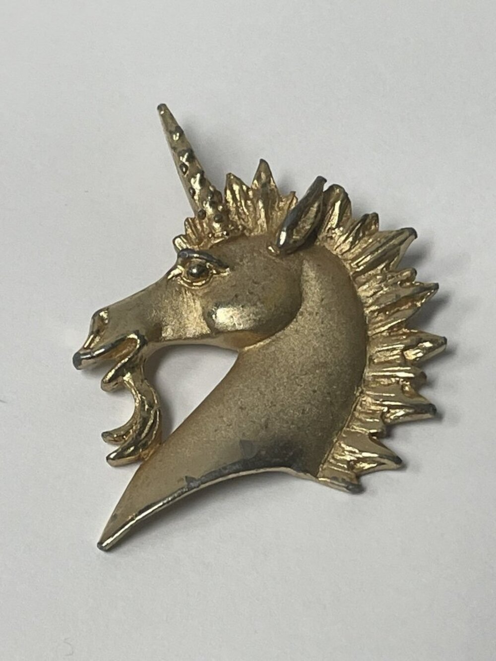 Vintage Mythical Unicorn Gold Tone Pendant 2" x 1 1/2"
